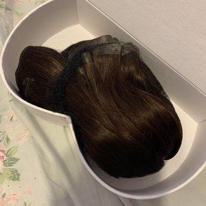 Milk+Blush 16" Human Hair Remy Extensions Chocolate Brown Lace Weft Extra Clips
